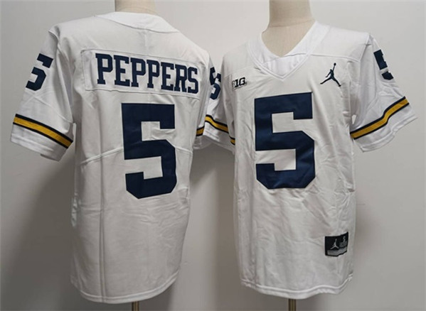 Men's Michigan Wolverines #5 Jabrill Peppers White Stitched Jersey